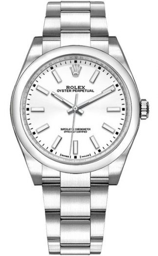 Rolex Oyster Perpetual 34 White Dial Women's Watch 114200